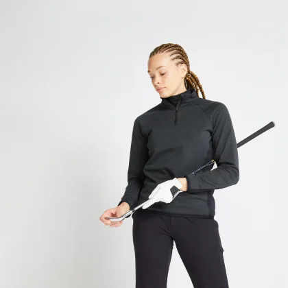 INESIS Dámsky golfový pulóver do chladného počasia čierny XL