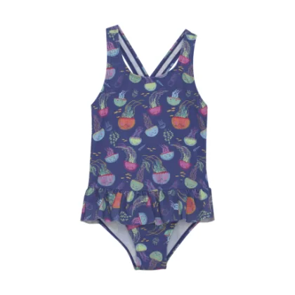 Dievčenské plavky COLOR KIDS Swimsuit W. Skirt, AOP-6149-Marlin