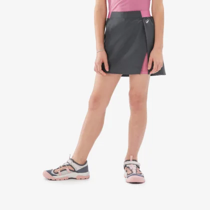 QUECHUA Detská turistická šortková sukňa MH100 7 - 15 rokov sivá 10-11 r (141-148 cm)