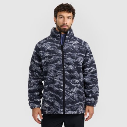 Unisex sherpa oversize fleece so stojačikom - tmavomodrý