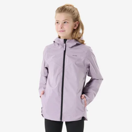 QUECHUA Dievčenská nepremokavá turistická bunda MH500 7-15 r fialová 10-11 r (141-148 cm)