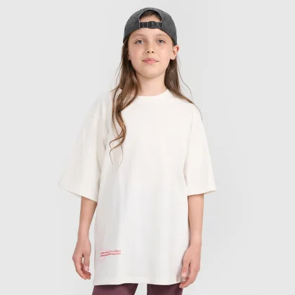T-shirt oversize s potlačou dievčenský - biely