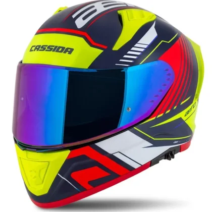 Cassida Integrální helma na motorku Aero Drome perleťově modro-žluto-oranžovo-červeno-bílá