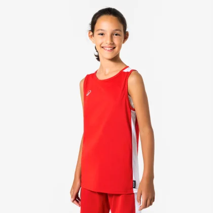 KIPSTA Detské basketbalové tielko Tank 100 červené 12-13 r (151-160 cm)