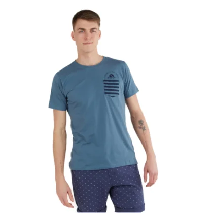 Pánske tričko s krátkym rukávom FUNDANGO Jaggy Pocket T-shirt-460-turkis