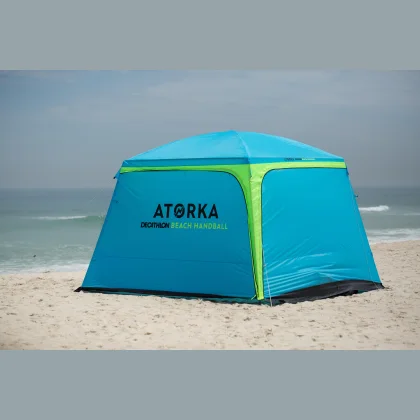 ATORKA Plážový stan HGA500 na hádzanú modro-žltý 4 osoby