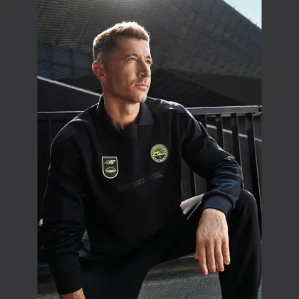 Longsleeve polo pánsky 4F x Robert Lewandowski - čierny