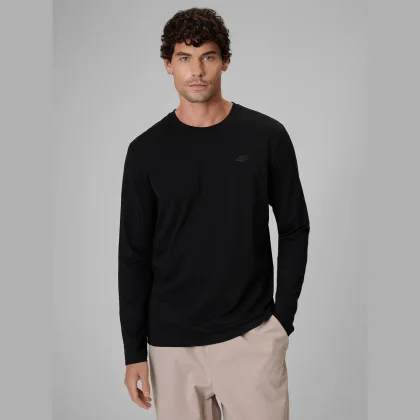 Longsleeve slim hladký pánsky - čierny