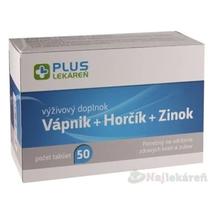 PLUS LEKÁREŇ Vápnik + Horčík + Zinok 50ks