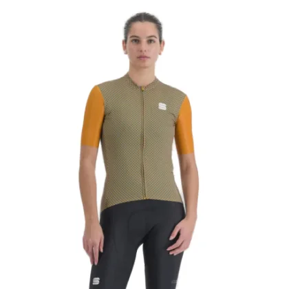 Dámsky cyklistický dres s krátkym rukávom SPORTFUL Checkmate w jersey, dark gold berry blue