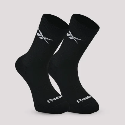 REEBOK 3 páry čiernych fitness ponožiek do polovice lýtok biele 37-39