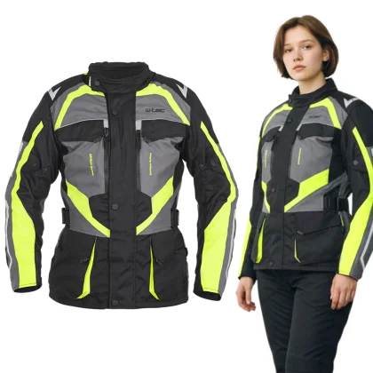 Dámska moto bunda W-TEC Radana Farba čierno-šedo-zelená,