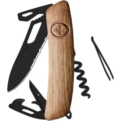 SWIZA Kapesní nůž SH03TR Allblack Single Hand Wood Walnut Wavy Edge