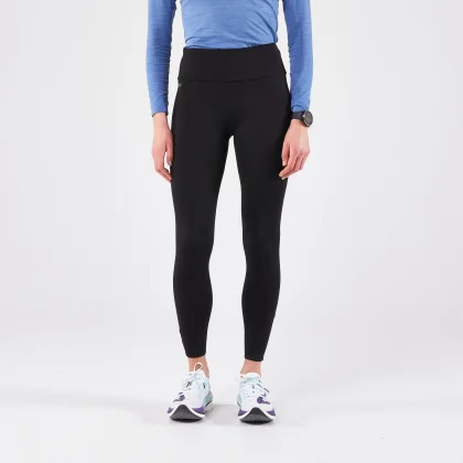 KIPRUN Dámske bežecké legíny Run 100 Warm hrejivé čierne XL (W35 L31)