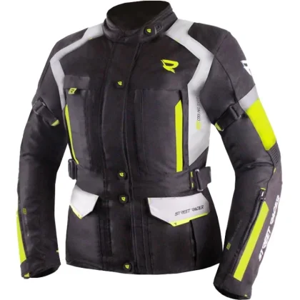 Street Racer Dámská bunda na motorku Hilax černo-šedo-fluo žlutá