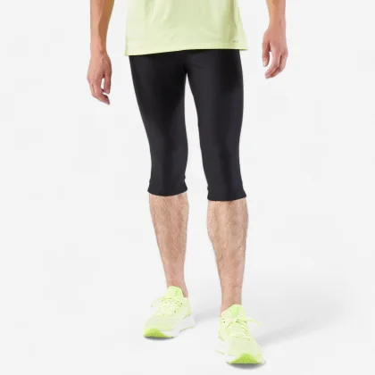 KALENJI Pánske 3/4 bežecké legíny Run 100 čierne L