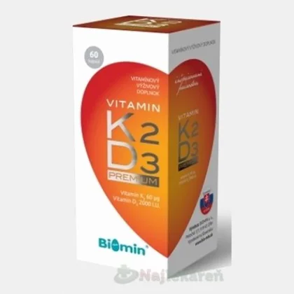 BIOMIN VITAMIN K2 D3 PREMIUM 2000 I.U., 60 ks