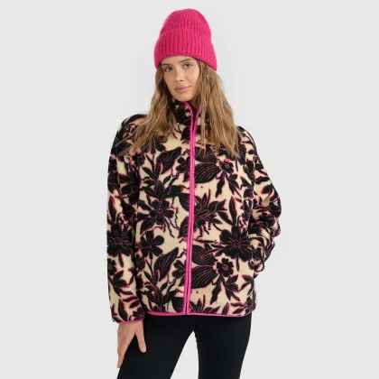 Dámsky sherpa fleece so stojačikom oversize - multicolor