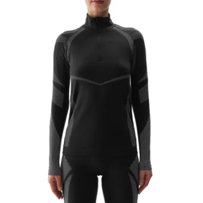 Dámská zateplená lyžařská mikina s 1 2 zipem 4F SEAMLESS UNDERWEAR-WAW24USEAF160-20S-DEEP BLACK