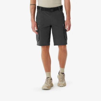 QUECHUA Pánske kapsáčové turistické šortky NH500 sivé 2XL-3XL