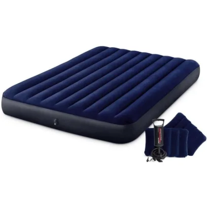 Intex Nafukovací postel 64765 QUEEN Dura-Beam 152x203x25 cm + Ruční pumpa, polštářky
