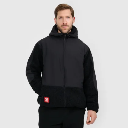Polar sherpa loose s kapucňou pánsky - čierny