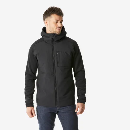 QUECHUA Pánska turistická mikina NH500 hybridná čierna 3XL