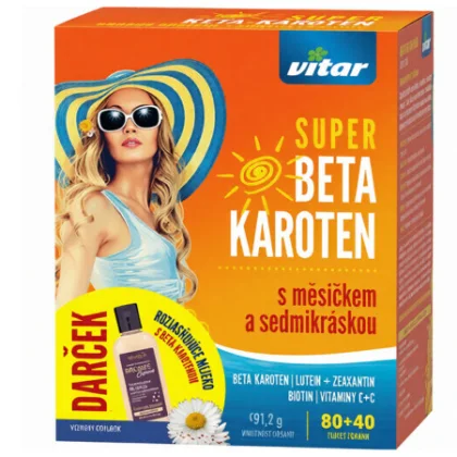 VITAR Super beta karotén + darček rozjasňujúce mlieko 80 + 40 tabliet zadarmo
