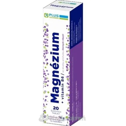 PLUS LEKÁREŇ Magnézium + vitamín B6, tbl eff s príchuťou čiernych ríbezlí 1x20 ks