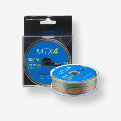 CAPERLAN Spletaná šnúra 4 vlákna MTX4 Multicolore 300 m na morský rybolov 20/100