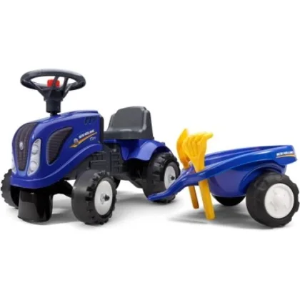 Falk Odrážedlo 280c Baby New Holland T7 s vlečkou a lopatkou s hrabičky