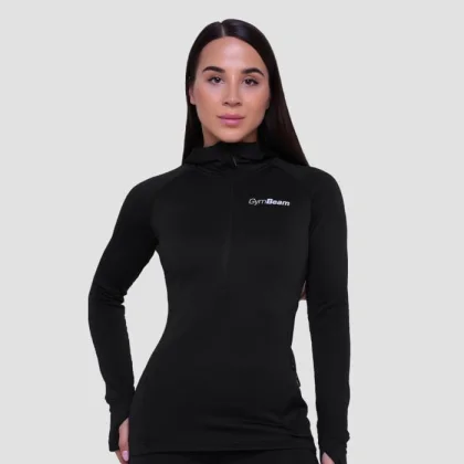 GymBeam Dámska bežecká mikina 1/2 Zip Pulse Black XLXL