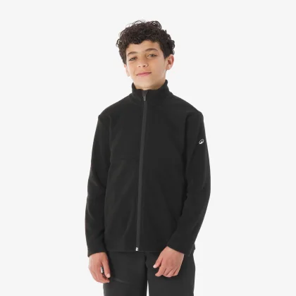 QUECHUA Detská turistická mikina MH500 fleecová 7-15 rokov čierna 14-15 r (161-172 cm)