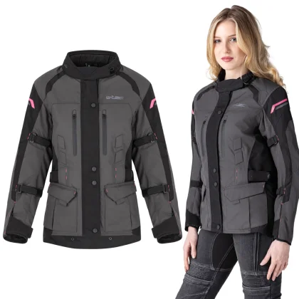 Dámska moto bunda W-TEC Barbata Farba čierno-šedo-ružová,