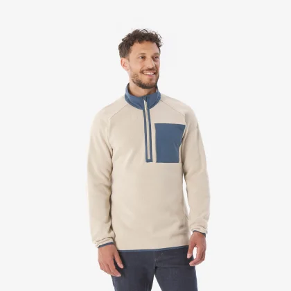 QUECHUA Pánsky turistický sveter NH500 béžový XL