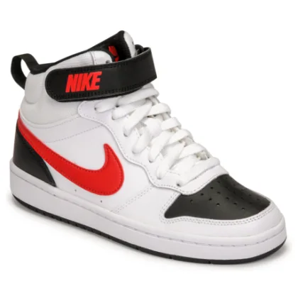 Chlapčenská rekreačná obuv NIKE Court Borough Mid 2 white black university red