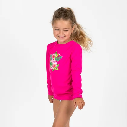 DECATHLON Detské tričko do vody s UV ochranou 100 dlhý rukáv ružové 4-5 r (103-112 cm)