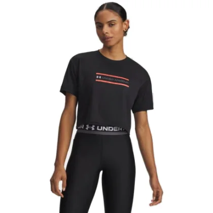 Dámske tréningové tričko s krátkym rukávom UNDER ARMOUR Tech Branded Crop SS-BLK