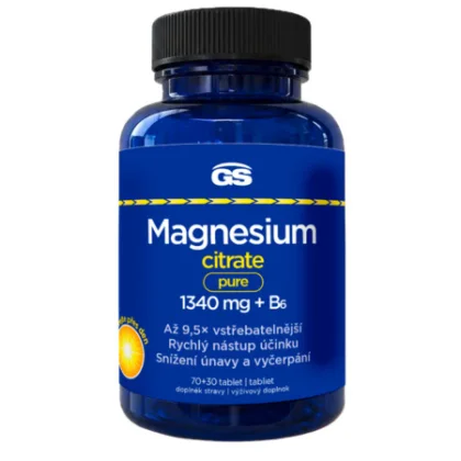 GS Magnesium citrate pure 1340 mg+ B6 70 + 40 tabliet