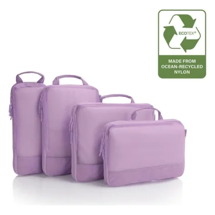 Heys Ecotex Compression Packing Cube 4 Pc Set Lilac Blossom