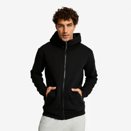 DOMYOS Pánska fitness mikina s kapucňou na zips čierna 2XL