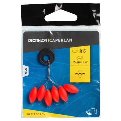 CAPERLAN Plávajúci oválny korálik na lov technikou surfcasting 15 mm červený bez
