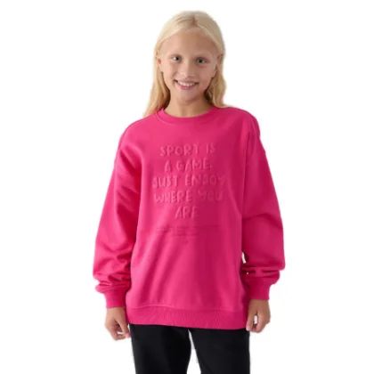 Dievčenská mikina 4F JUNIOR SWEATSHIRT-JWAW24TSWSF1214-55S-HOT PINK