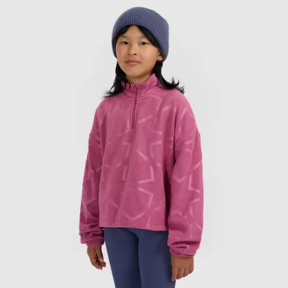 Dievčenský oversize fleece so stojačikom - fialový