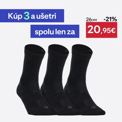 DECATHLON Tenisové ponožky RS 500 vysoké 3 páry čierne 47-50