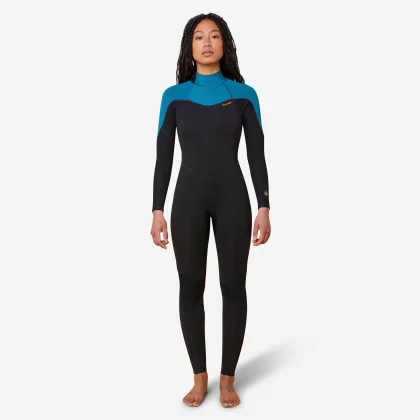 DECATHLON Dámsky neoprén 500 4/3 mm zips na chrbte čierno-zelený XL