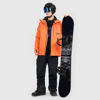 Snowboardová bunda membrána 15000 pánska - oranžová