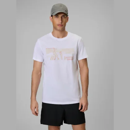 T-shirt regular s potlačou pánsky - biely