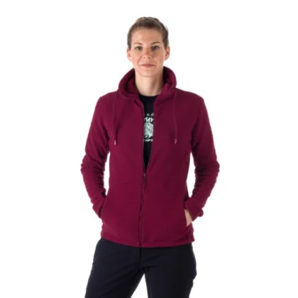 Dámska zateplená turistická mikina so zipsom NORTHFINDER BETHANY -510-cherry