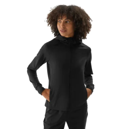 Dámská zateplená tréninková mikina se zipem 4F SWEATSHIRT FNK-WAW24TFSWF406-20S-DEEP BLACK
